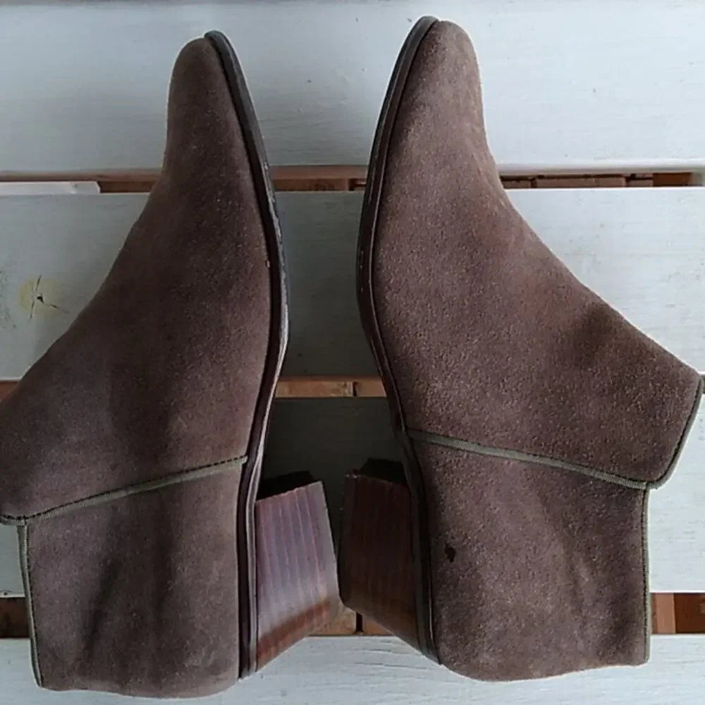 Booties Brown Leather Suede Ankle Short Size 10